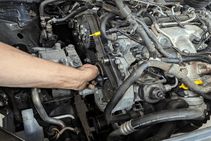 Engine work in progress at Lux AutoHause